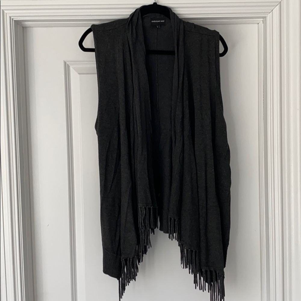 Central Park West grey fringe vest